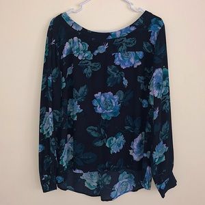 LOFT Floral Long Sleeve Blouse 🫐